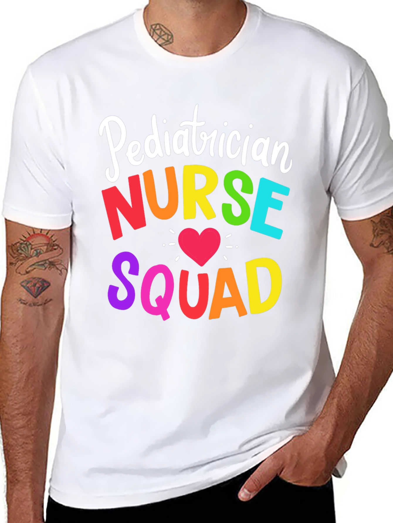 Pediatrician Nurse Squad Tee - Rainbow Lettering
