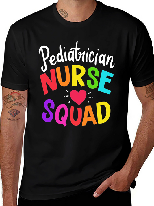 Pediatrician Nurse Squad Tee - Rainbow Lettering