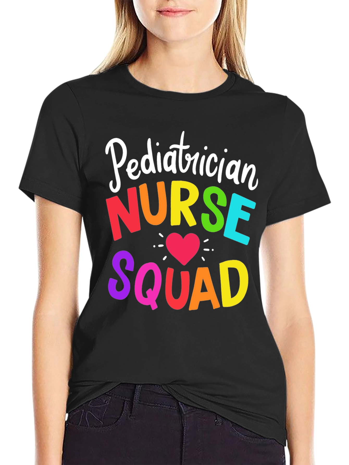 Pediatrician Nurse Squad Tee - Rainbow Lettering
