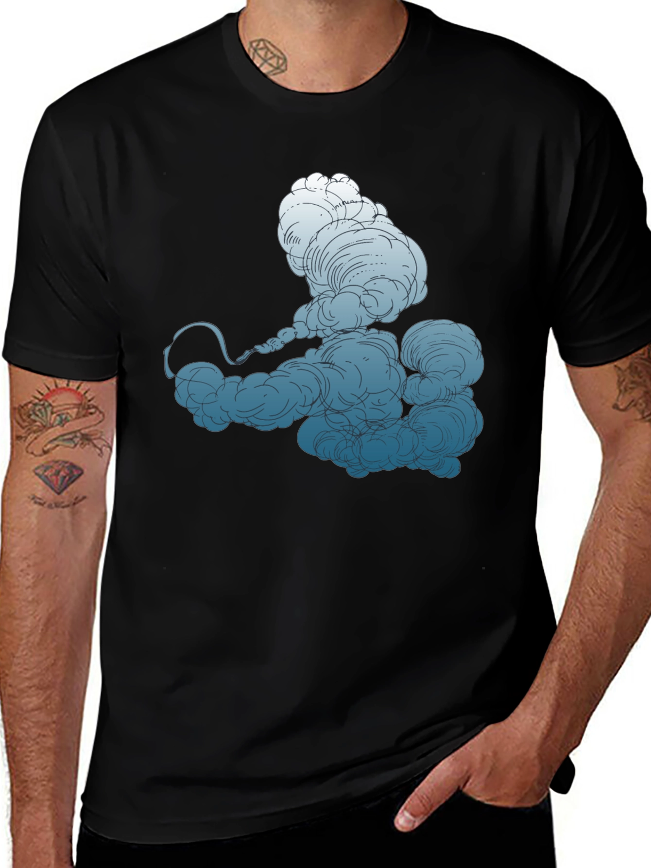 Smokey Cloud Graphic Tee - Cool Black T-Shirt