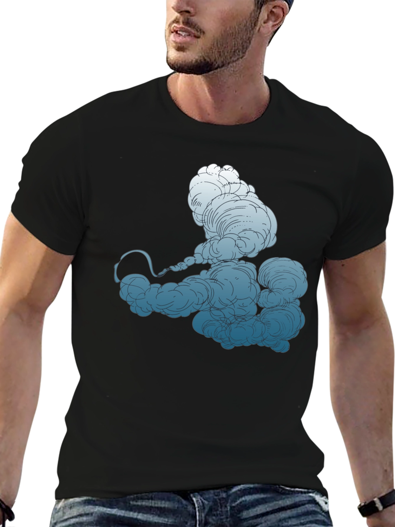 Smokey Cloud Graphic Tee - Cool Black T-Shirt