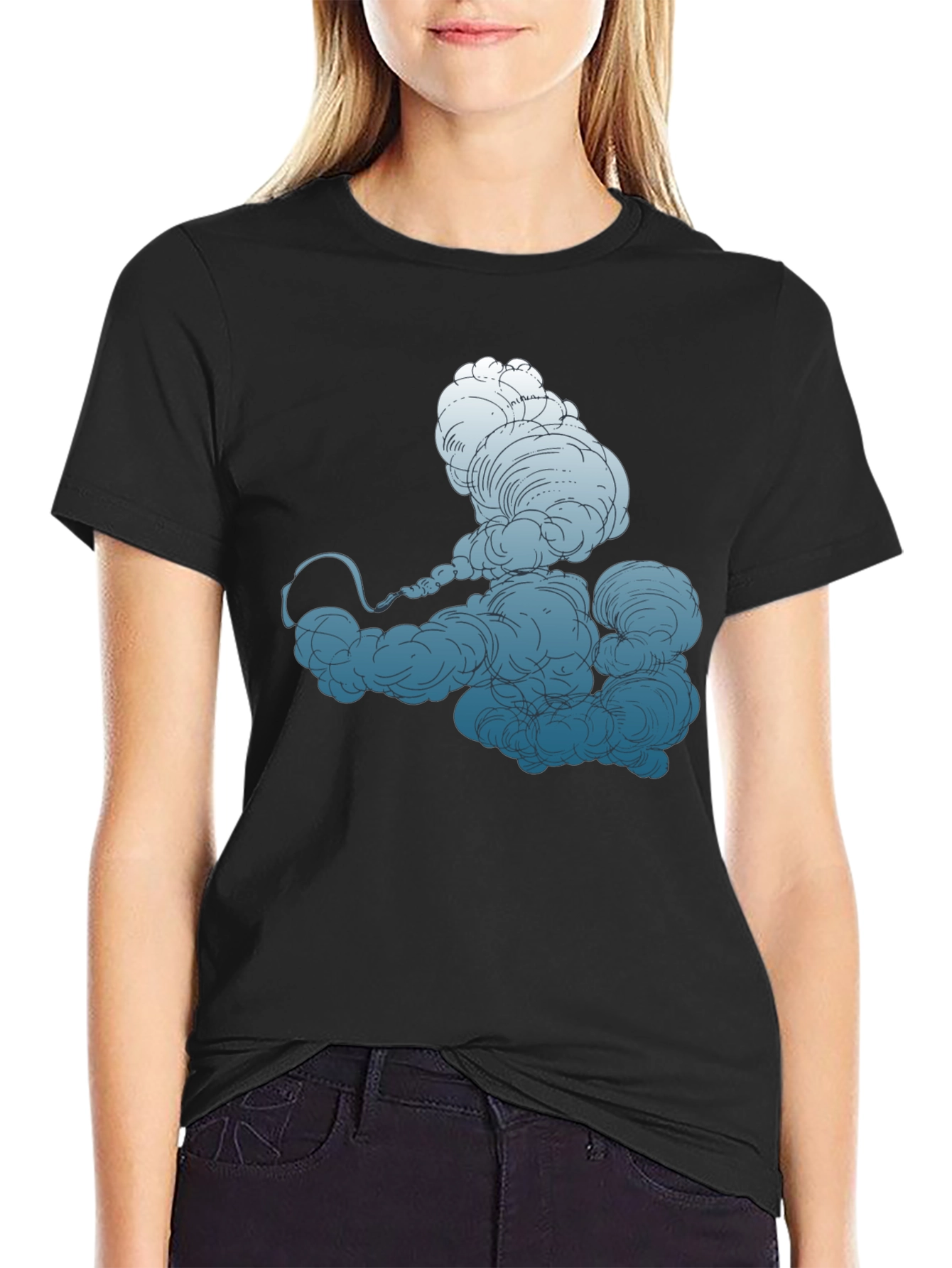 Smokey Cloud Graphic Tee - Cool Black T-Shirt