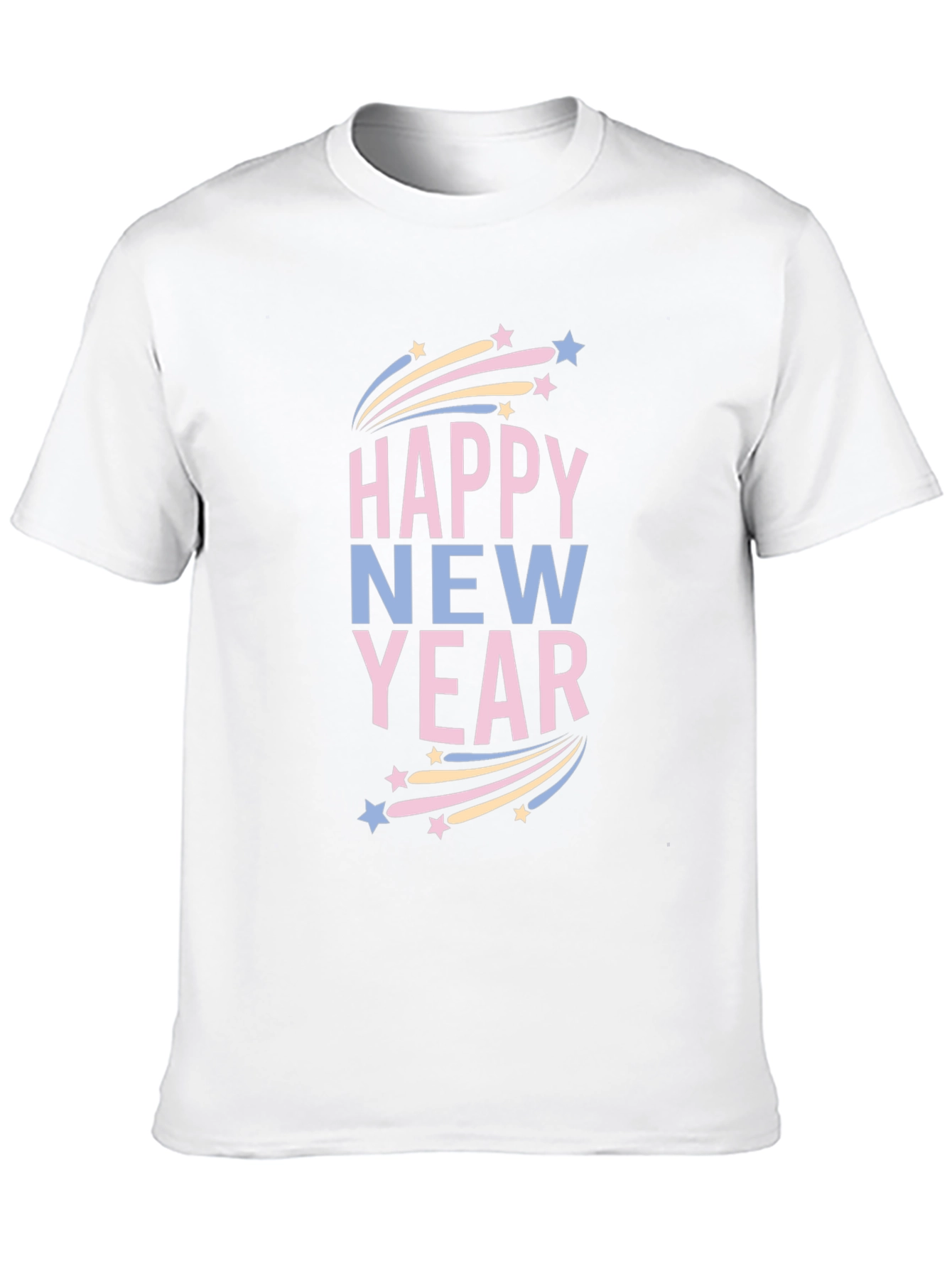 Happy New Year Graphic Print Black T-Shirt