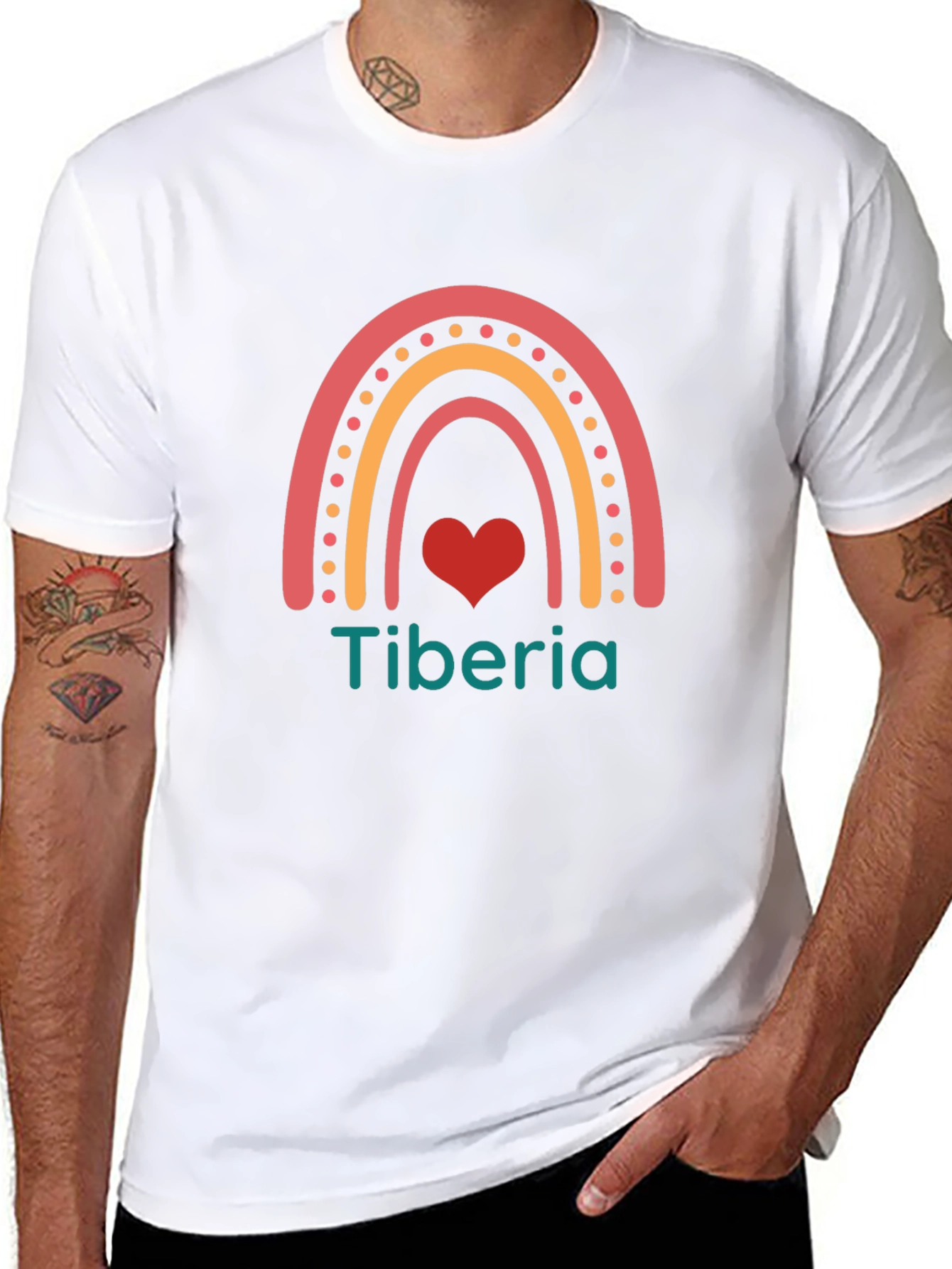 Tiberia Rainbow Heart Graphic T-Shirt