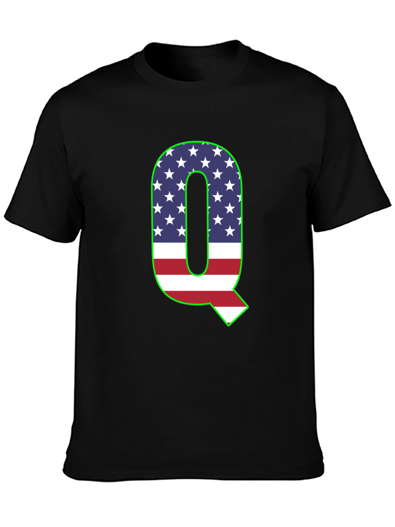 American Flag Q Letter Graphic Tee