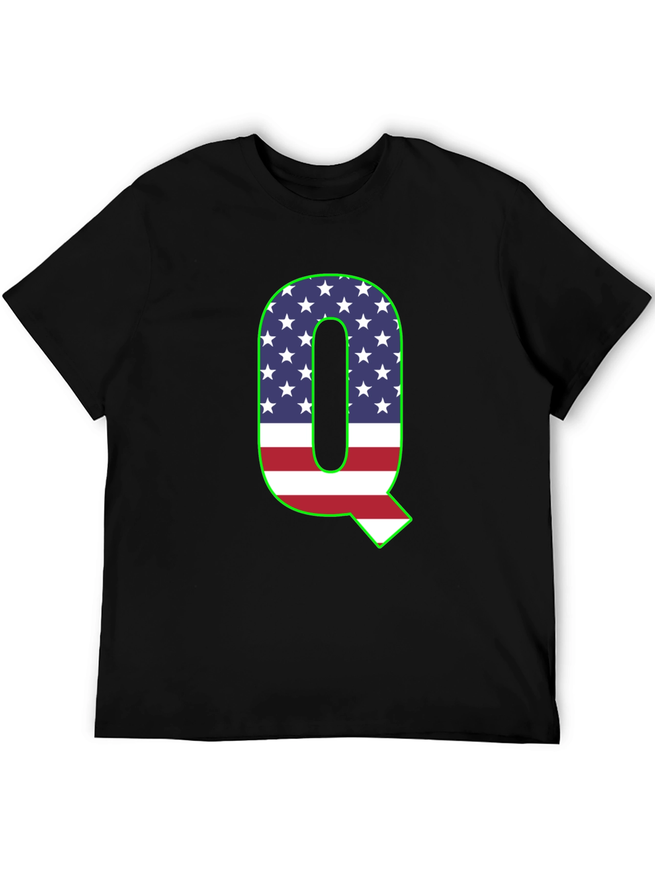 American Flag Q Letter Graphic Tee