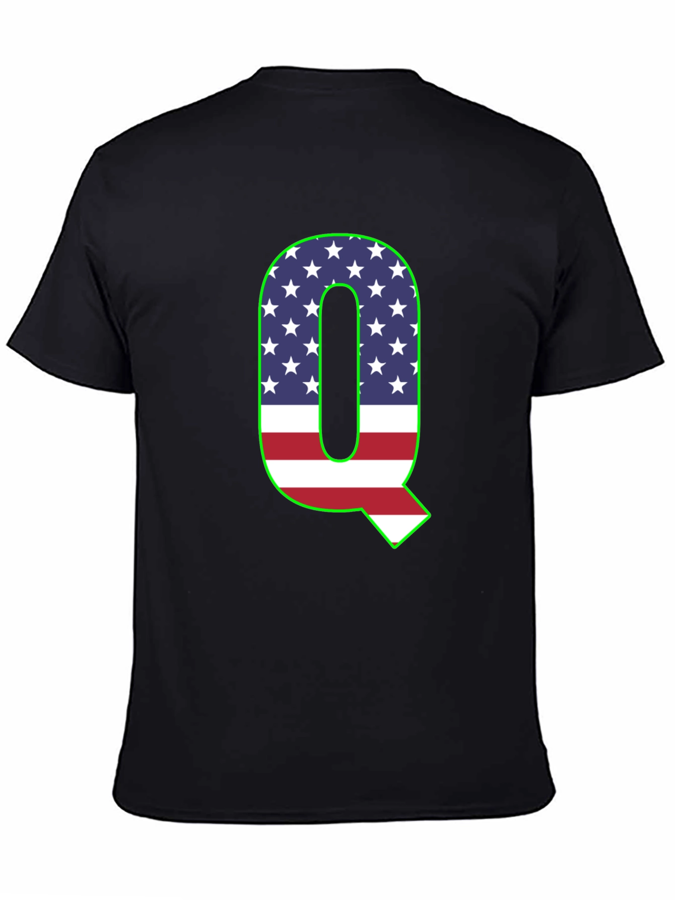 American Flag Q Letter Graphic Tee
