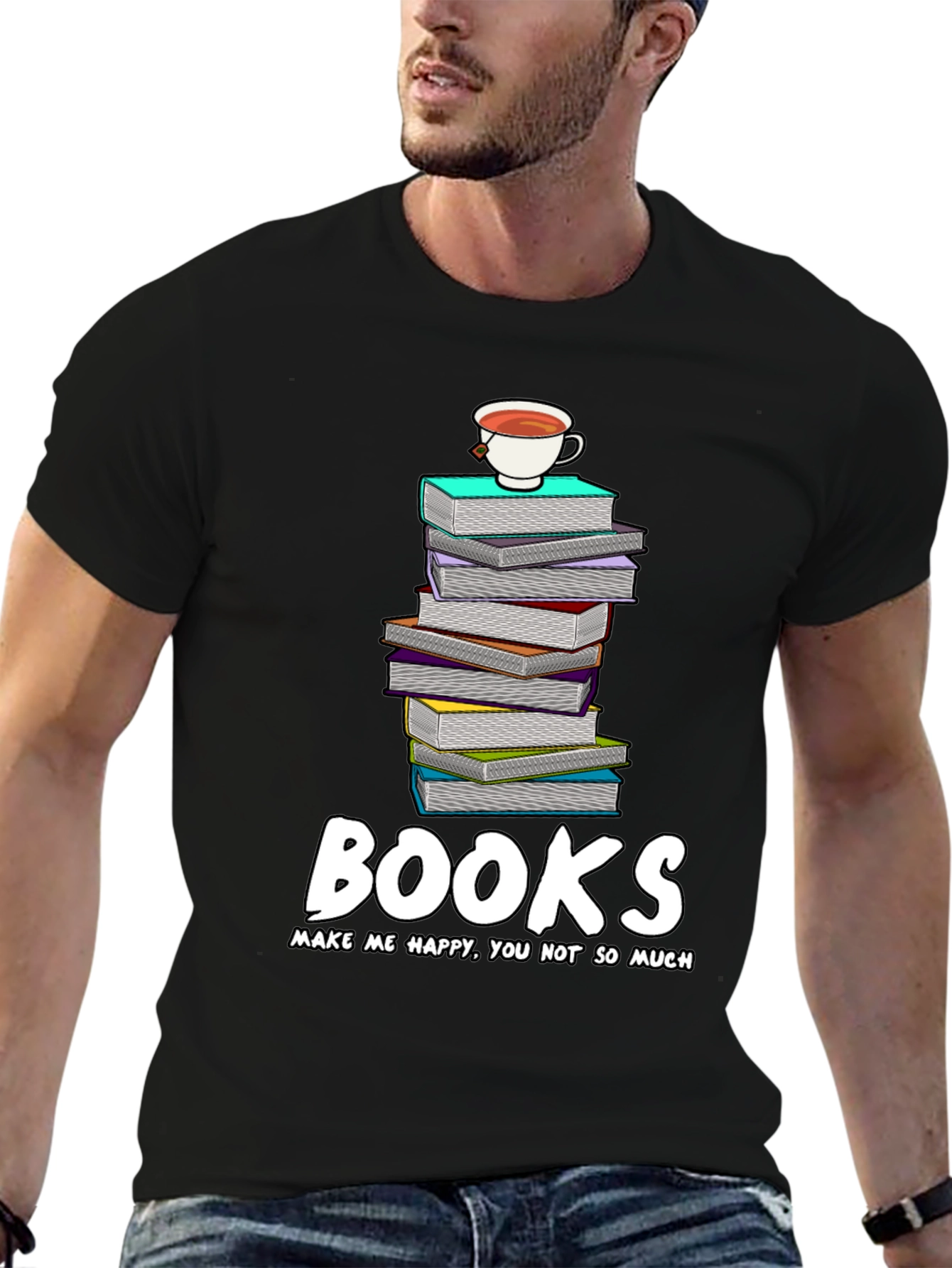 Book Lovers Tee: Books Make Me Happy T-Shirt