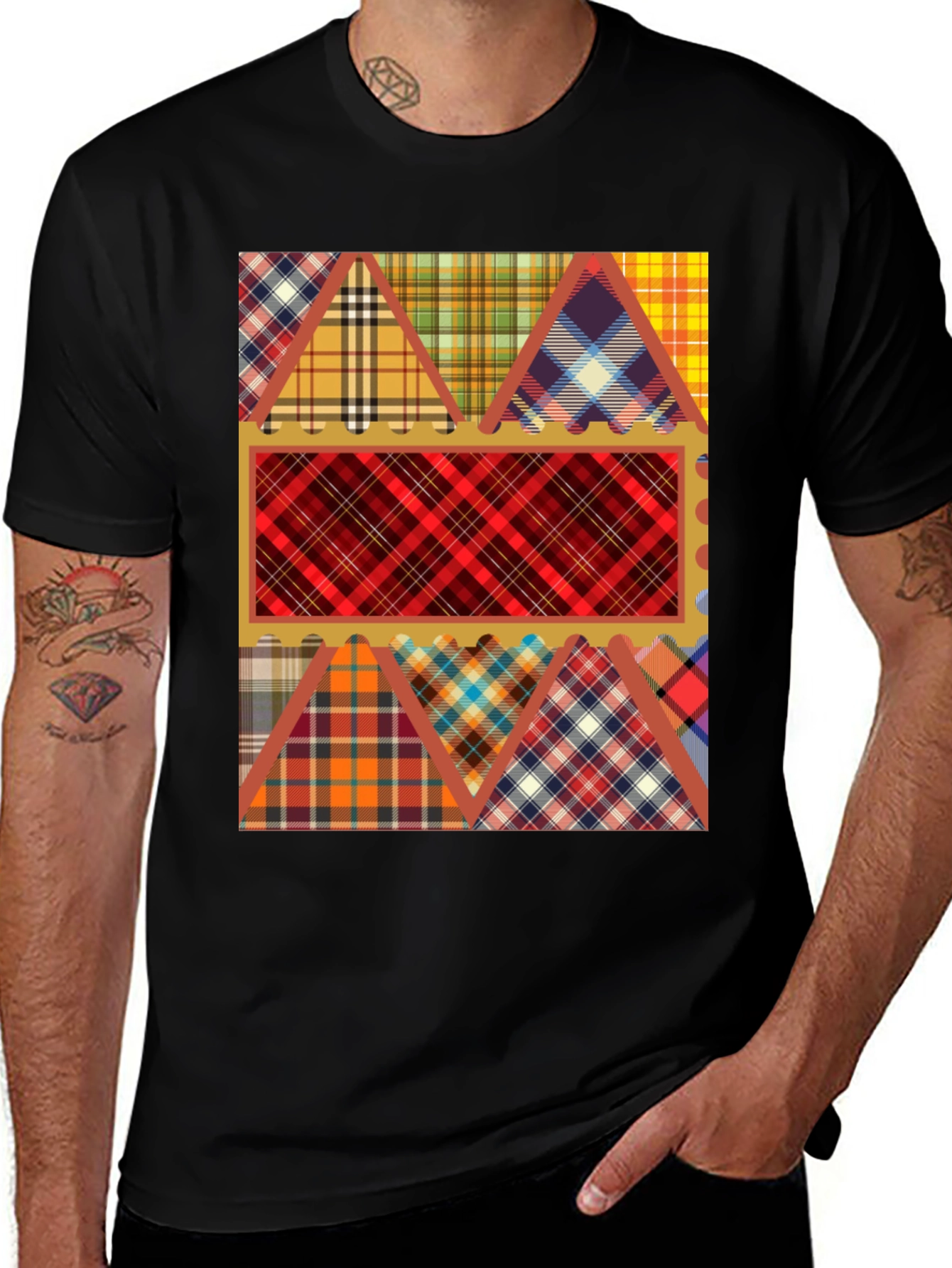 Plaid Patchwork Graphic Tee