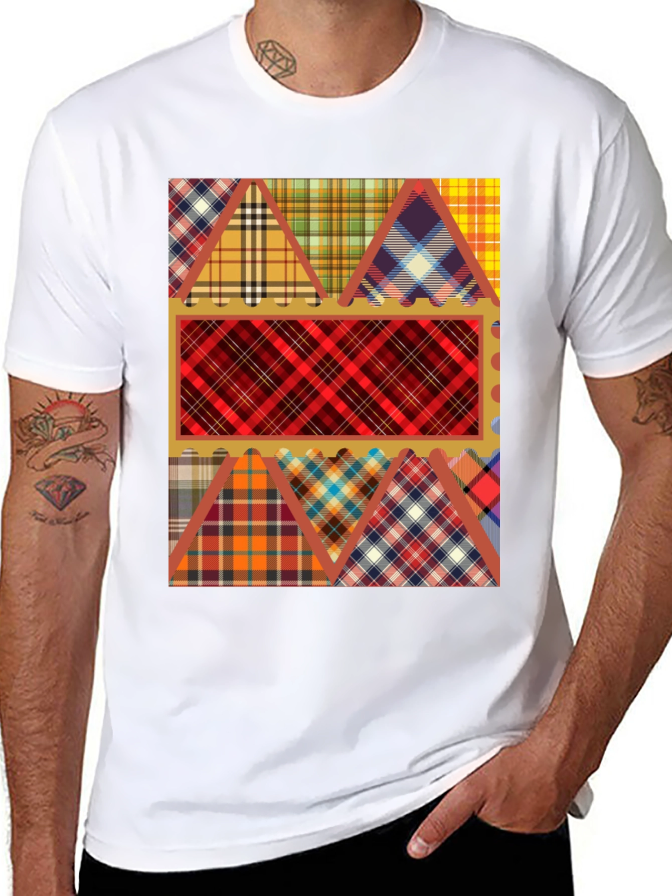 Plaid Patchwork Graphic Tee