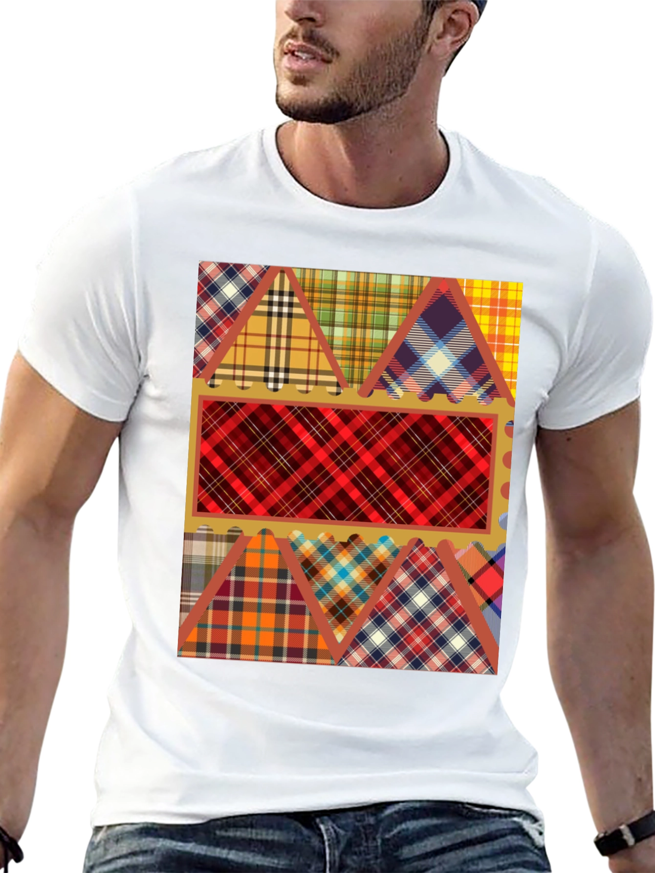 Plaid Patchwork Graphic Tee