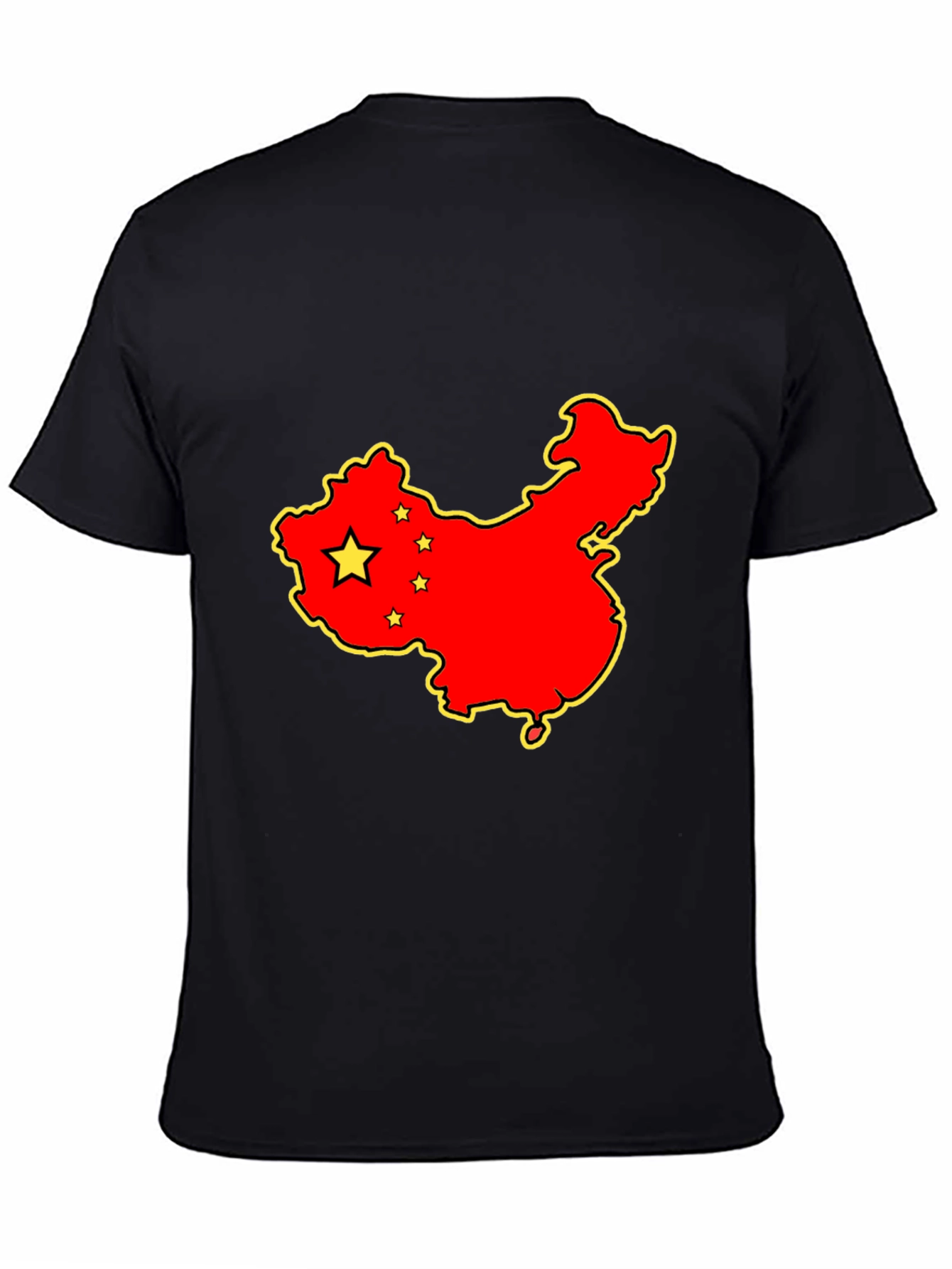 China Map Graphic Tee - Black Cotton T-Shirt