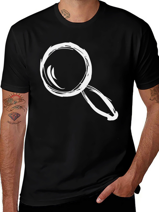 Magnifying Glass Graphic Tee - Black Cotton Casual Shirt