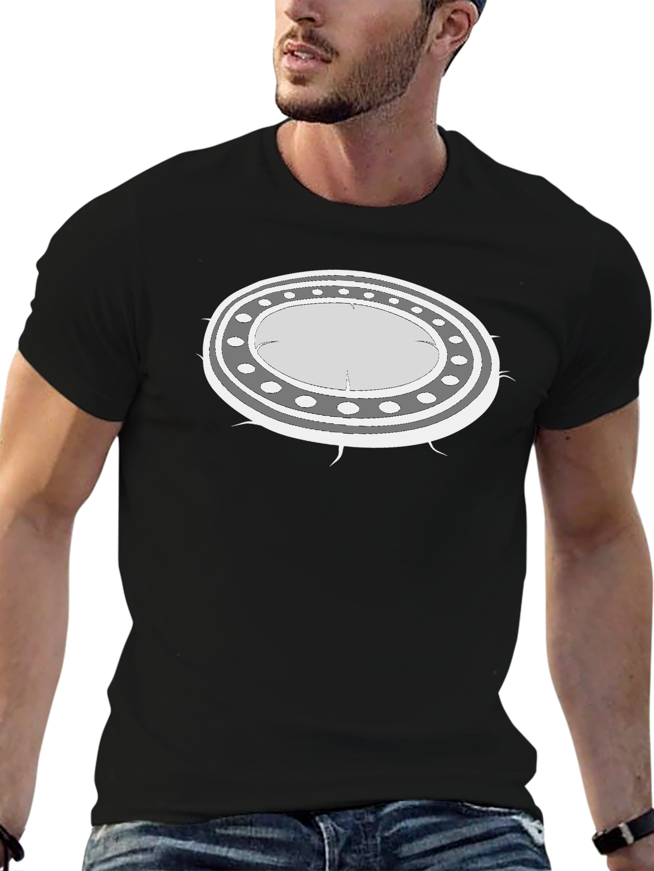 UFO Graphic Black T-Shirt - Unique Alien Design