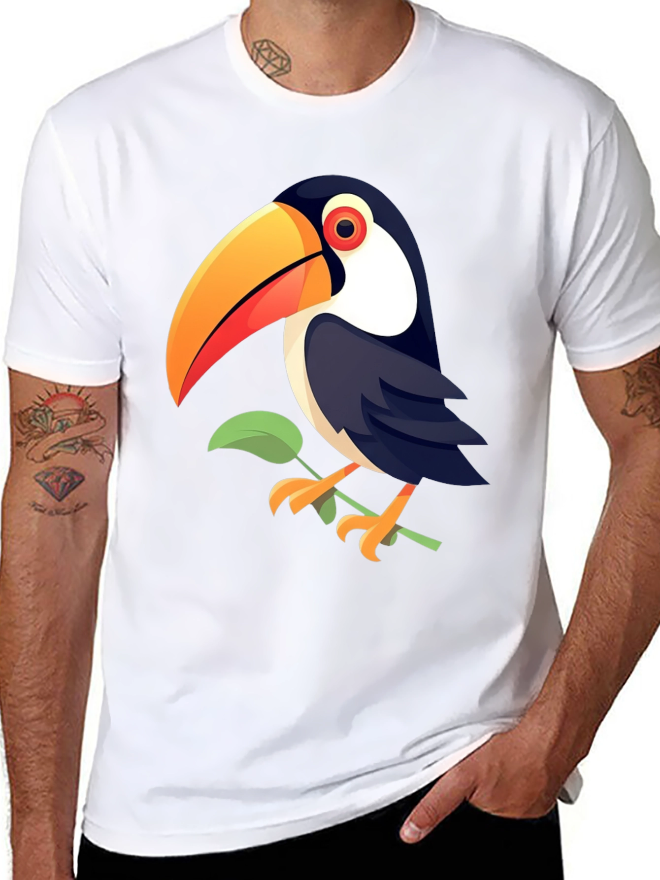 Toucan Graphic Print Black T-Shirt