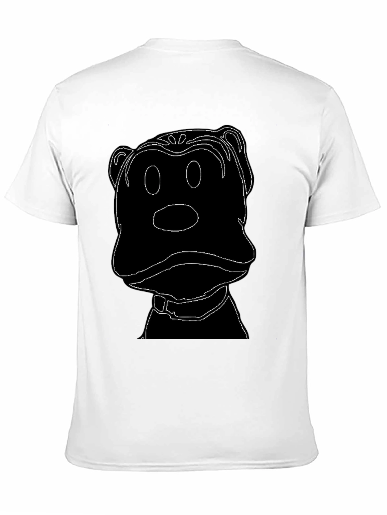 Cartoon Dog Outline Black T-Shirt