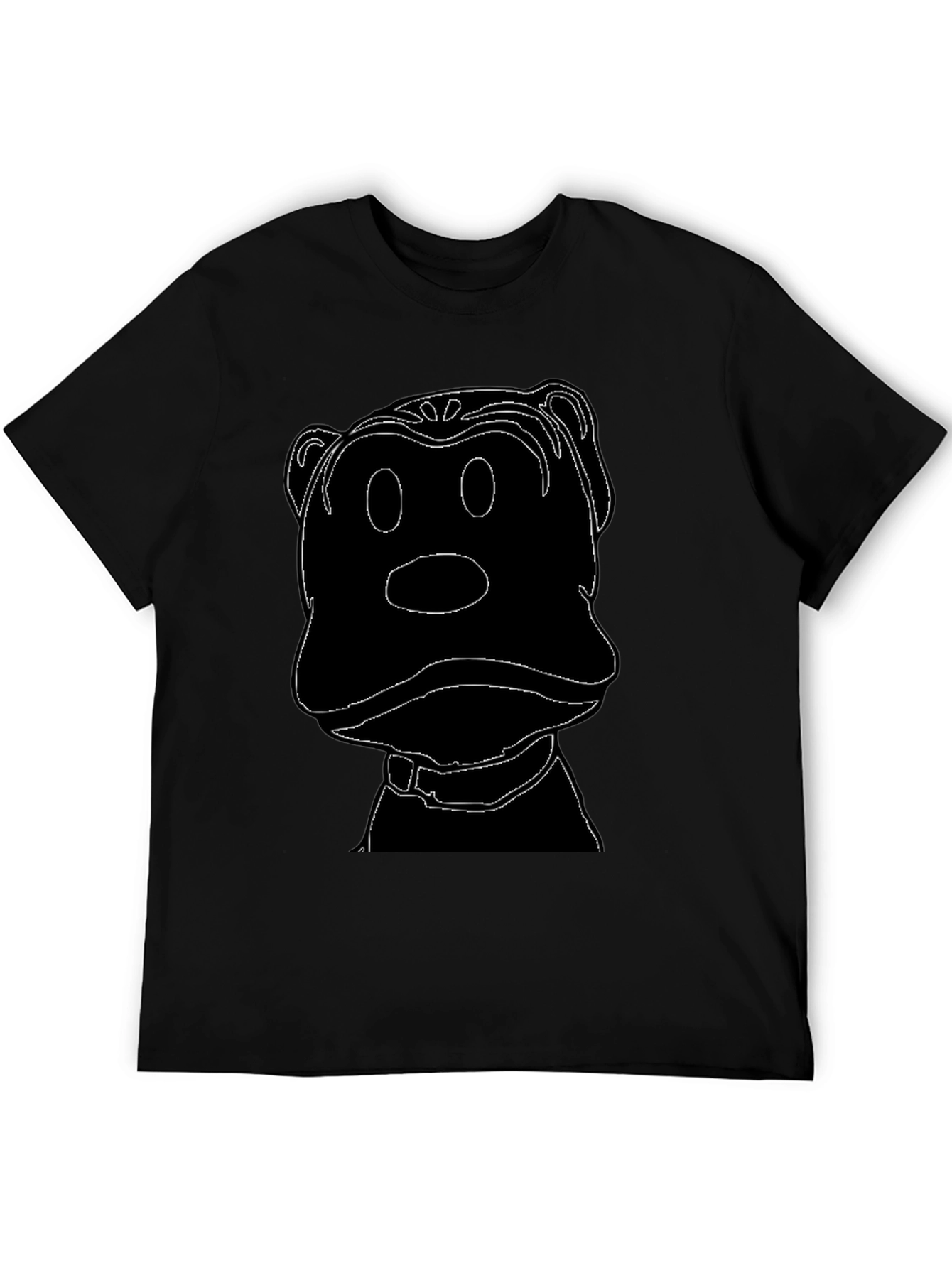 Cartoon Dog Outline Black T-Shirt