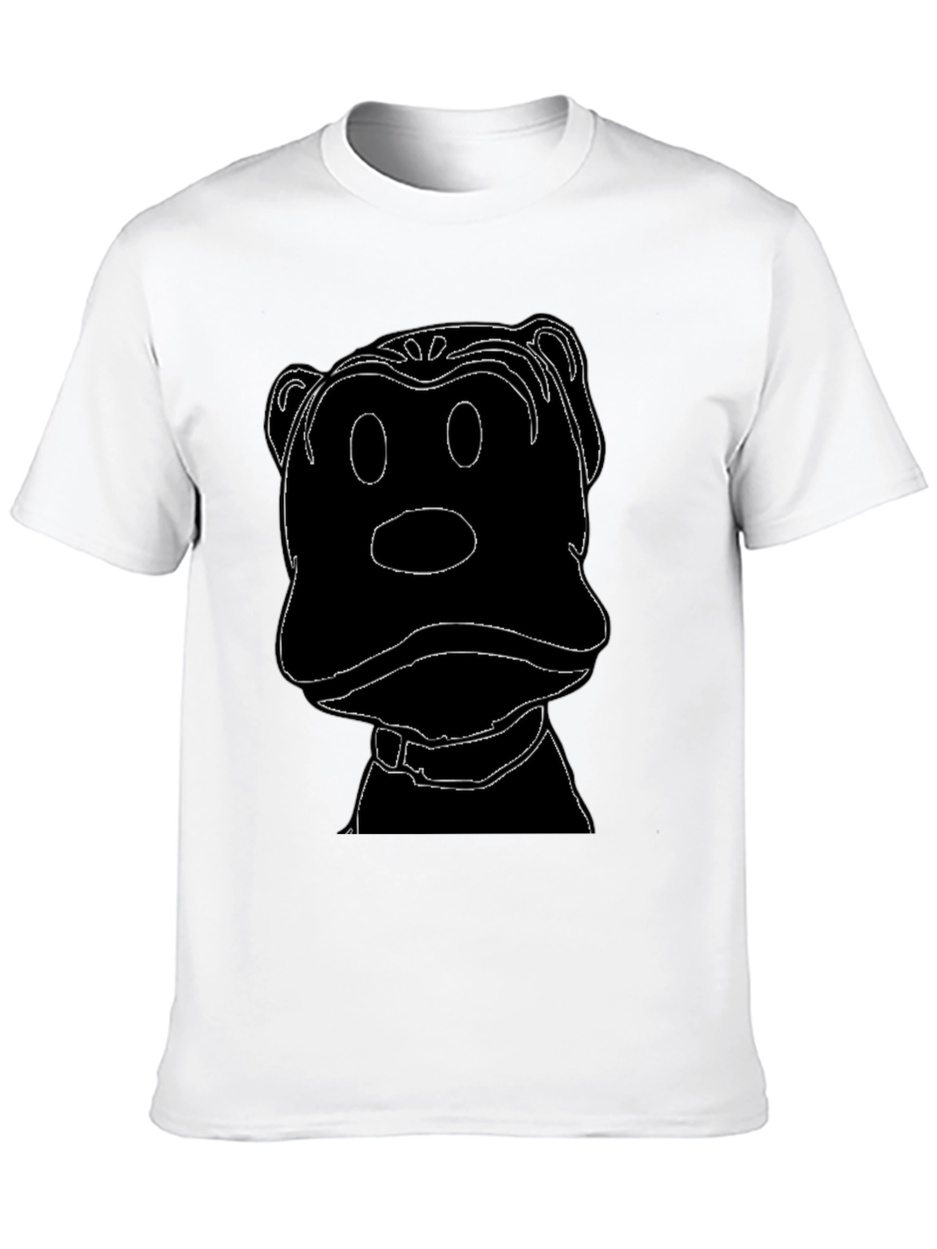 Cartoon Dog Outline Black T-Shirt