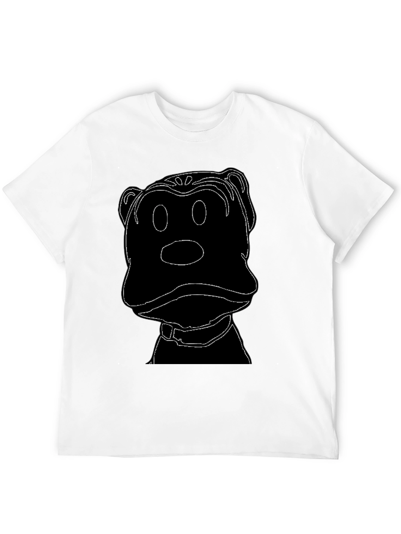 Cartoon Dog Outline Black T-Shirt
