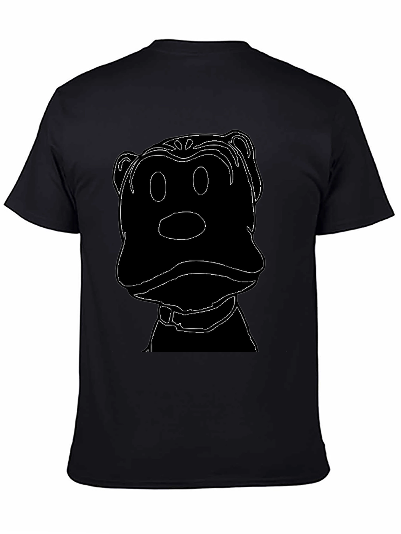 Cartoon Dog Outline Black T-Shirt