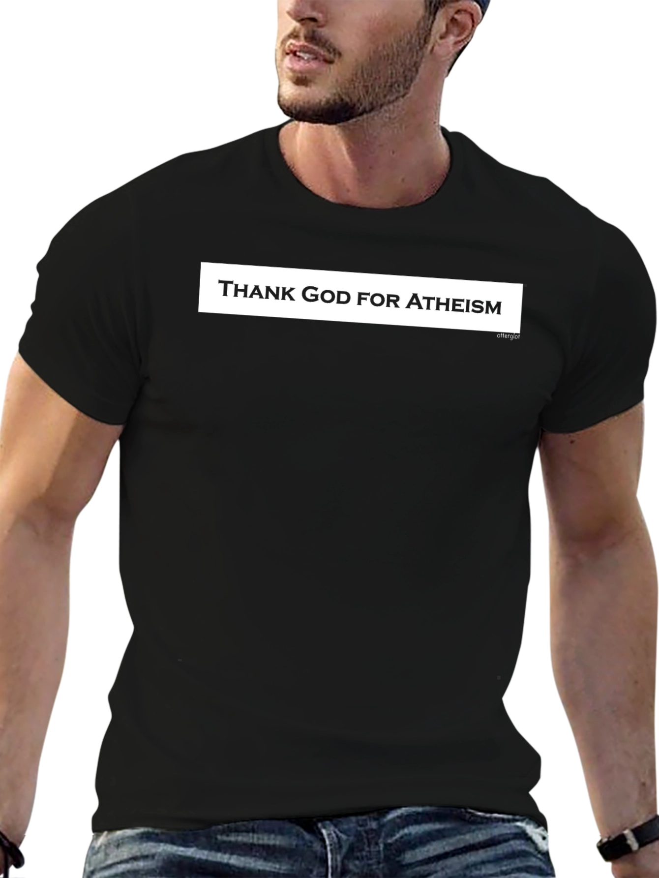 Thank God For Atheism T-Shirt Black Crew Neck