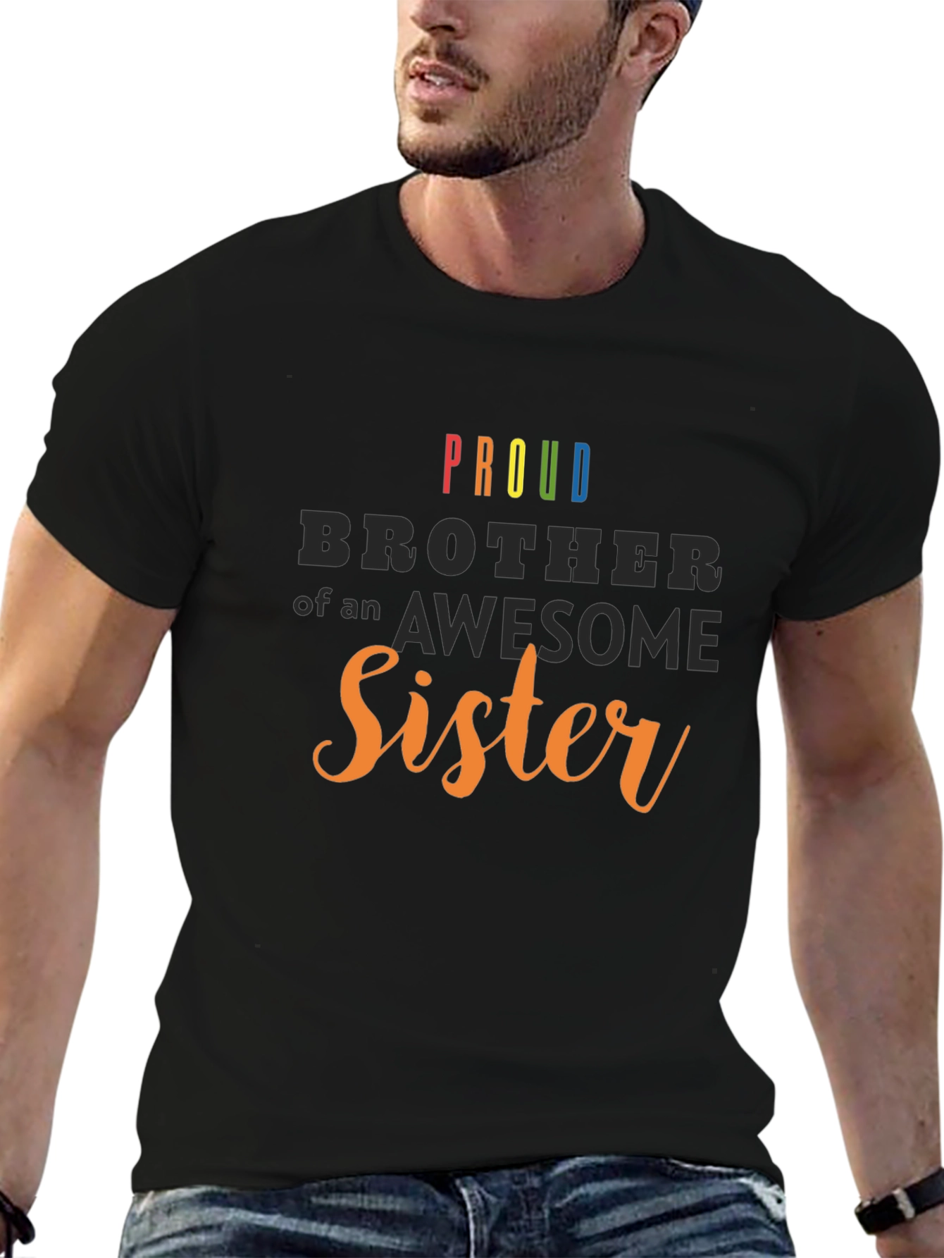 Proud Brother of an Awesome Sister Black T-Shirt