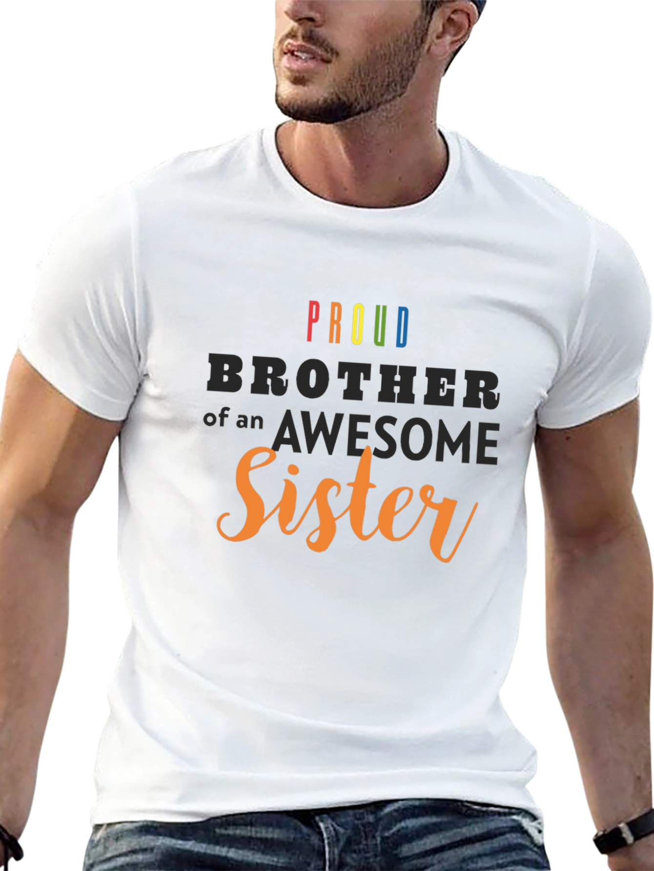 Proud Brother of an Awesome Sister Black T-Shirt
