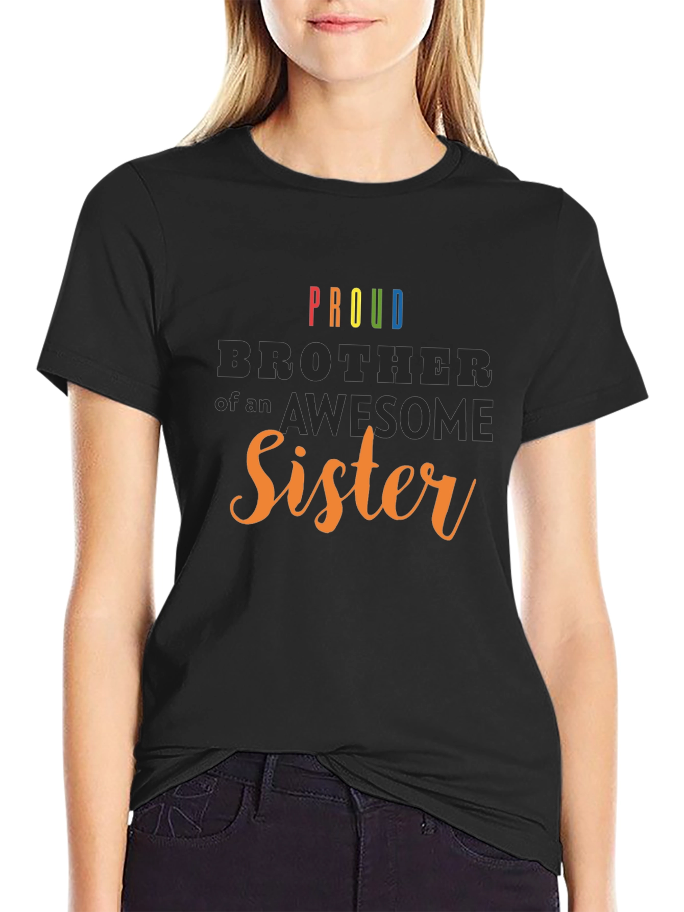 Proud Brother of an Awesome Sister Black T-Shirt