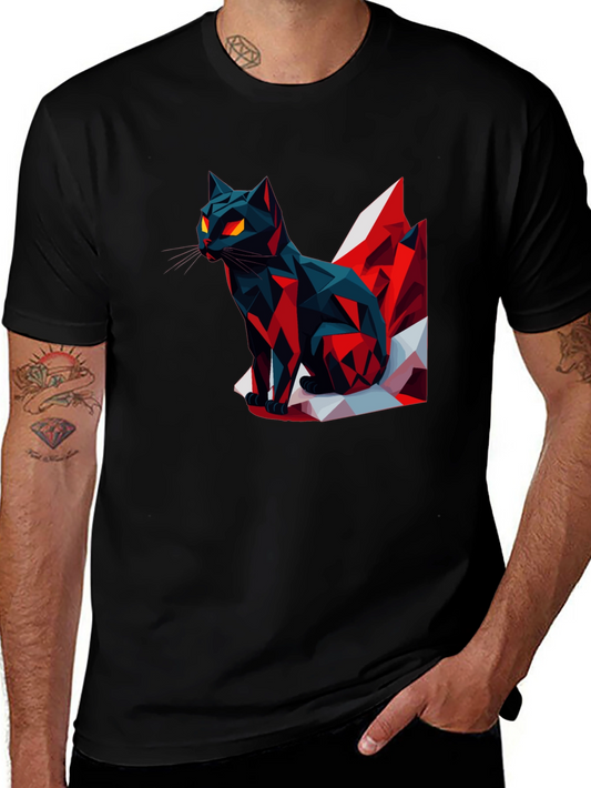 Geometric Cat Graphic T-Shirt