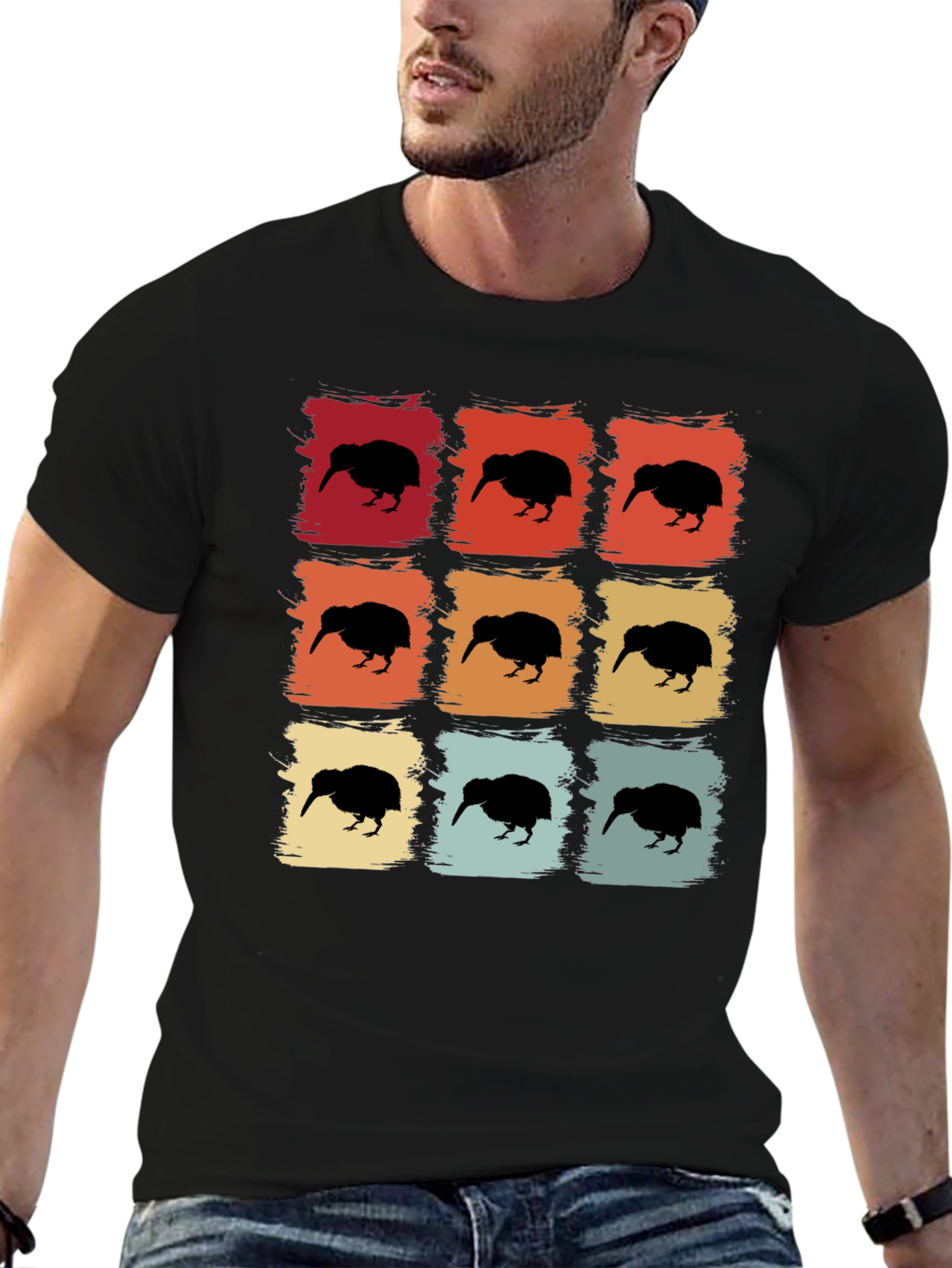 Retro Kiwi Bird Graphic T-Shirt