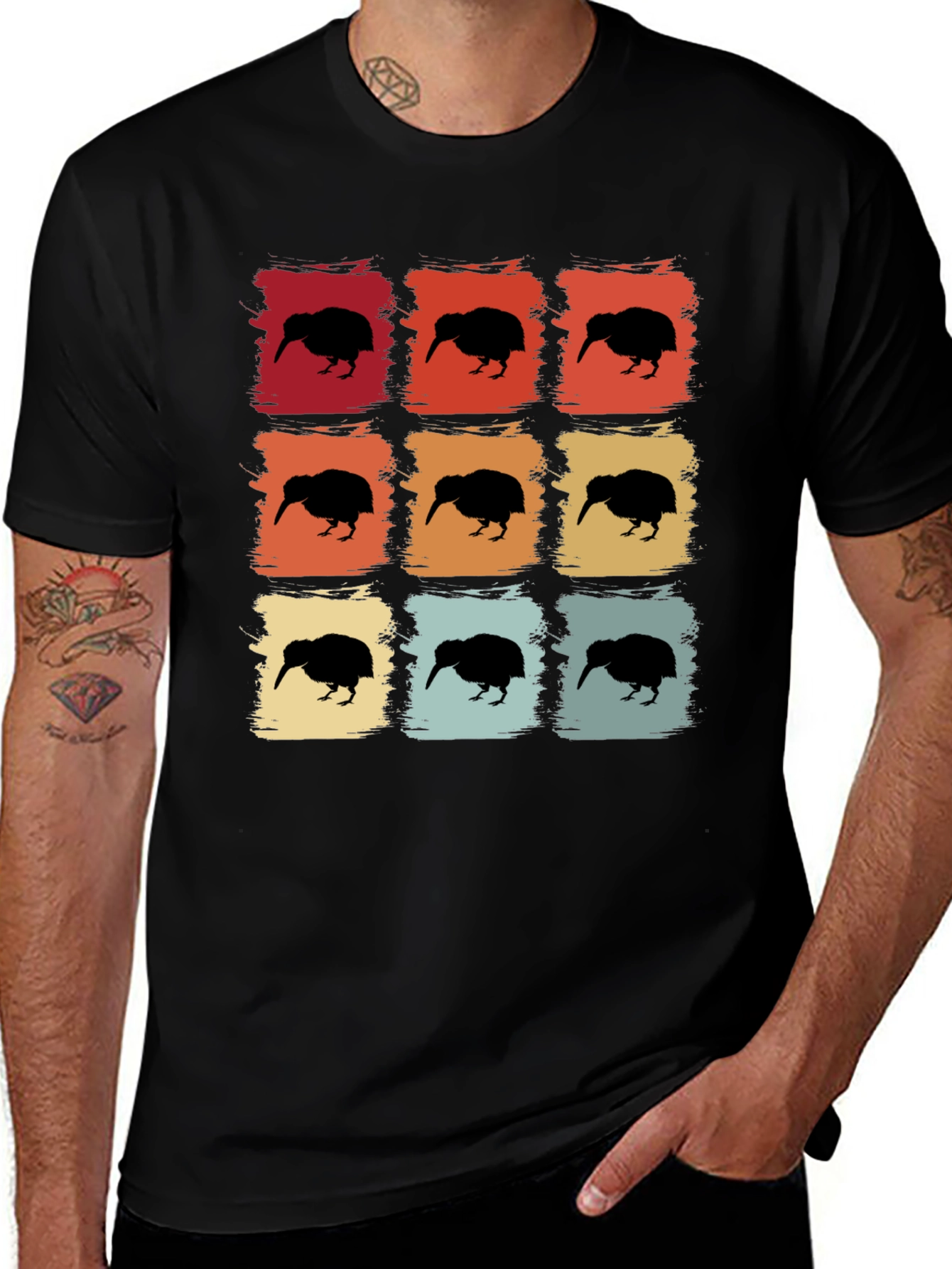 Retro Kiwi Bird Graphic T-Shirt