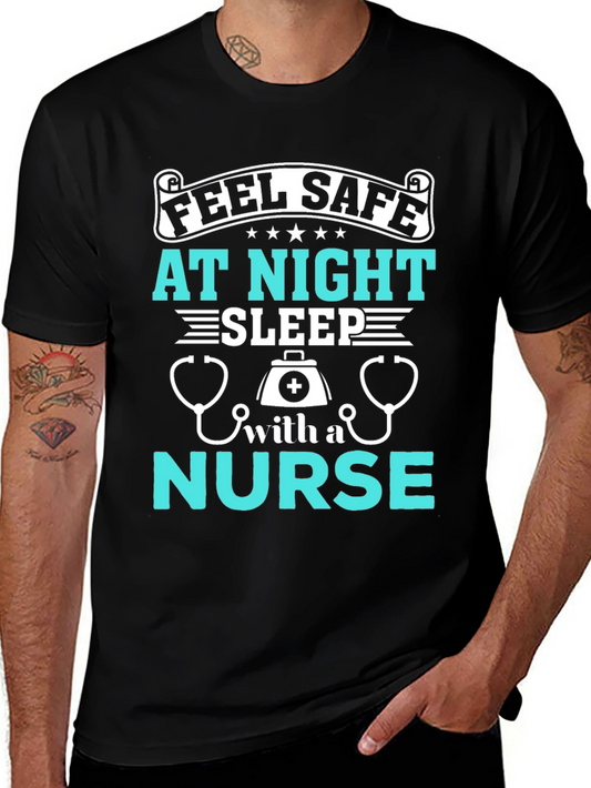 Feel Safe At Night Nurse Graphic T-Shirt