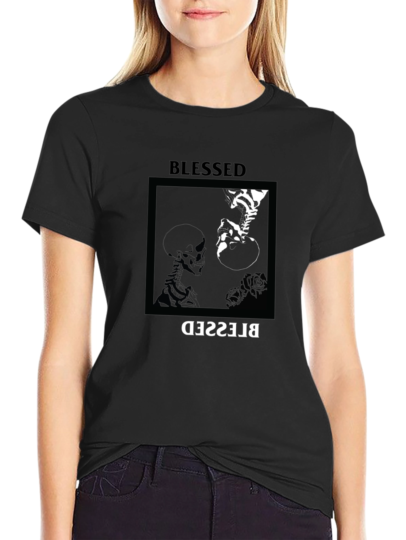 Blessed Skeleton Graphic Tee - Unisex Black T-Shirt