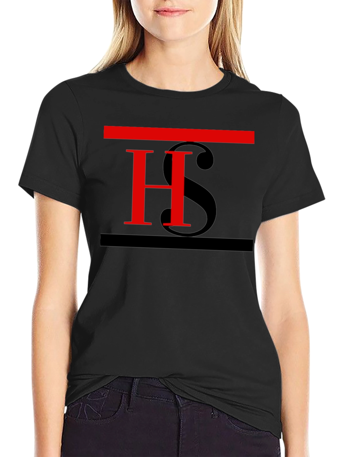 Stylish Black T-Shirt with Red H Graphic