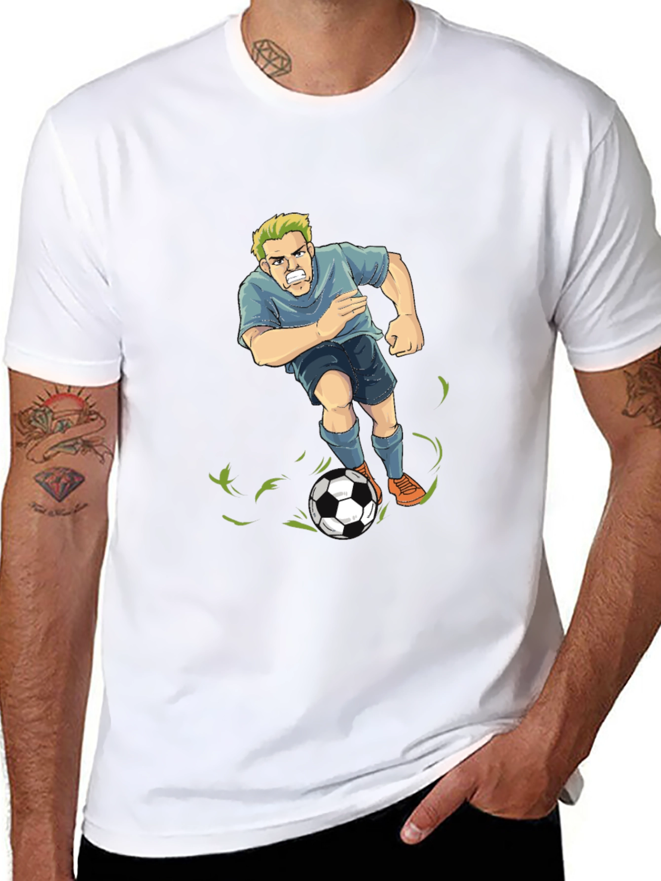 Soccer Player Graphic T-Shirt - Black