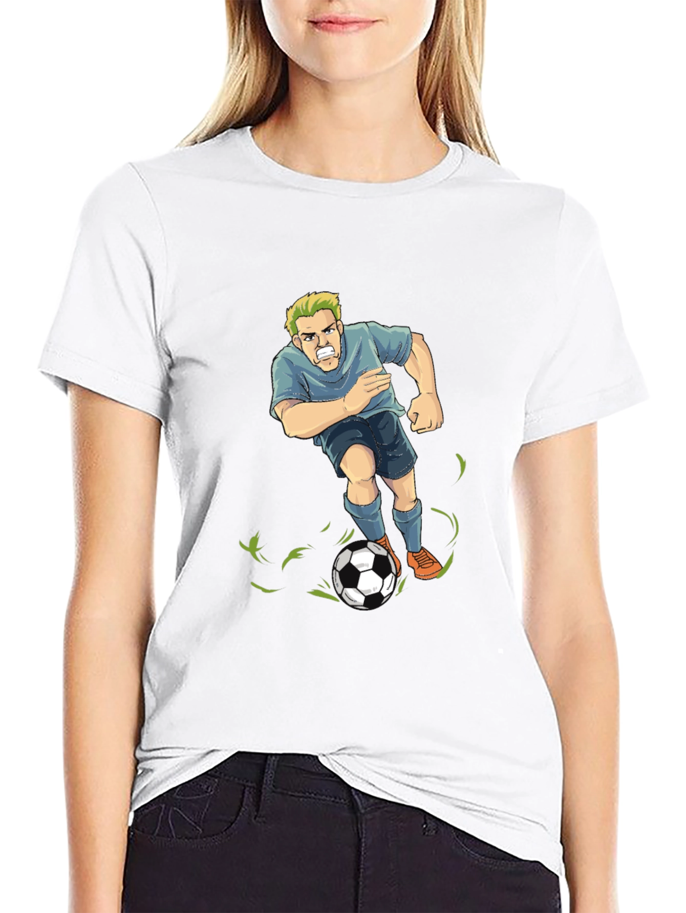 Soccer Player Graphic T-Shirt - Black