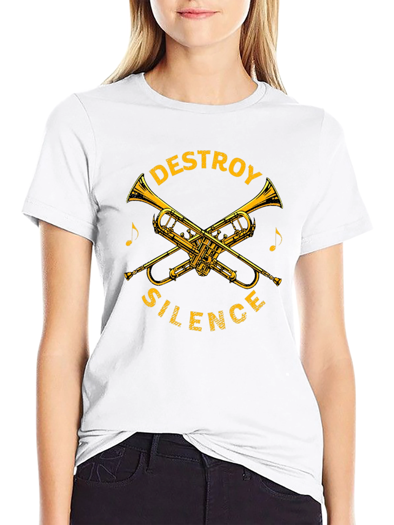 Destroy Silence Trumpet Graphic Tee - Black