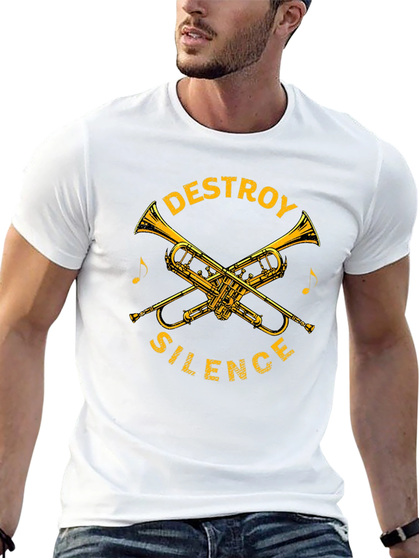 Destroy Silence Trumpet Graphic Tee - Black