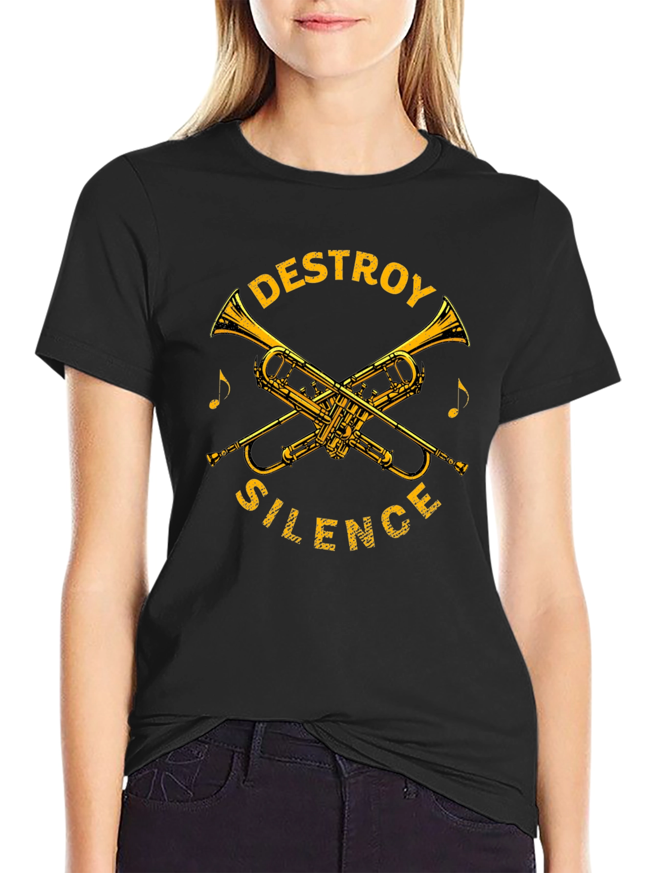 Destroy Silence Trumpet Graphic Tee - Black