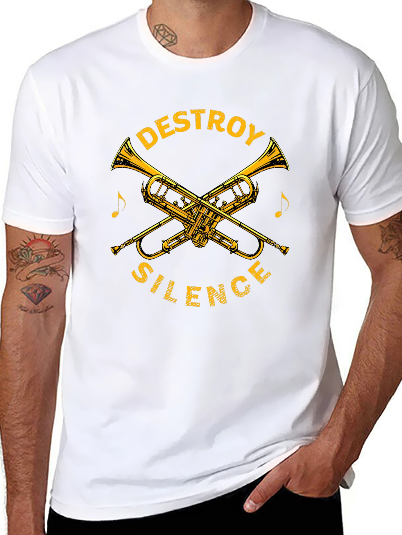 Destroy Silence Trumpet Graphic Tee - Black