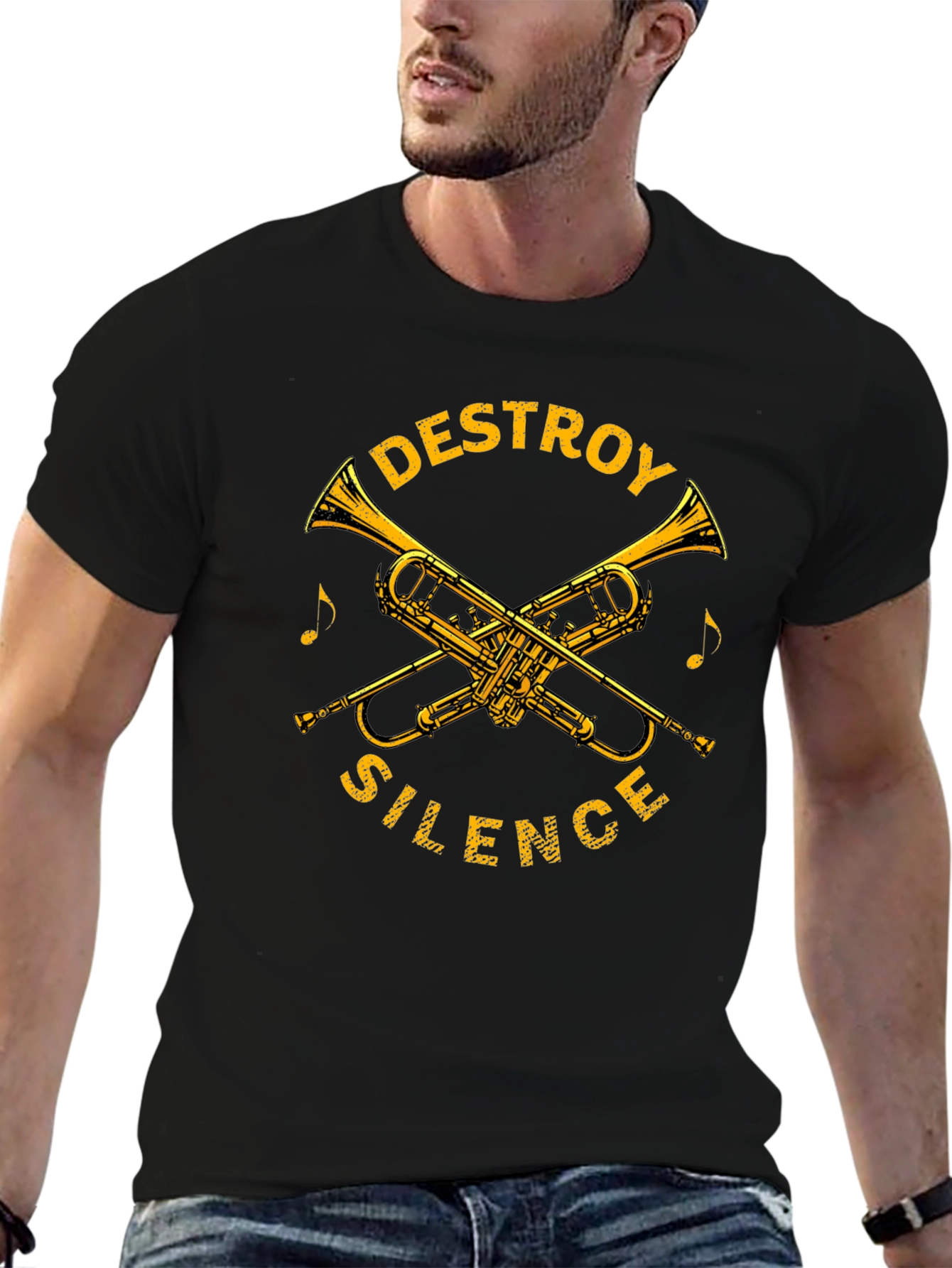 Destroy Silence Trumpet Graphic Tee - Black