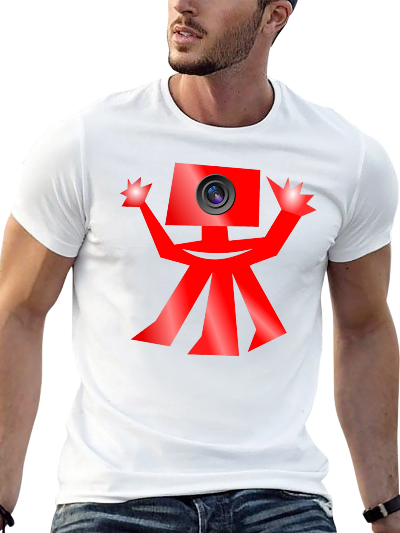 Funky Camera Man Black T-Shirt