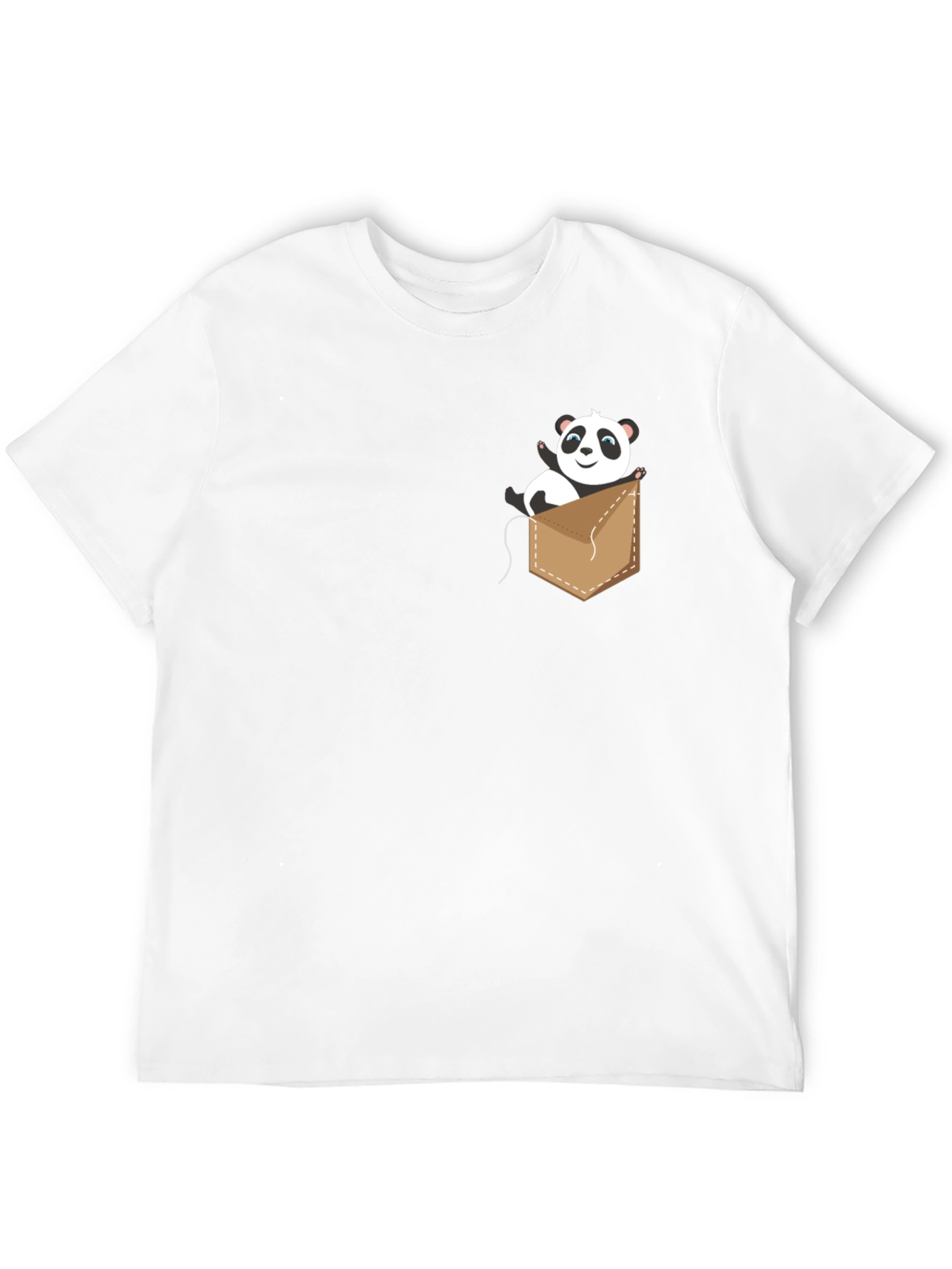 Cute Panda Pocket Graphic T-Shirt - Black