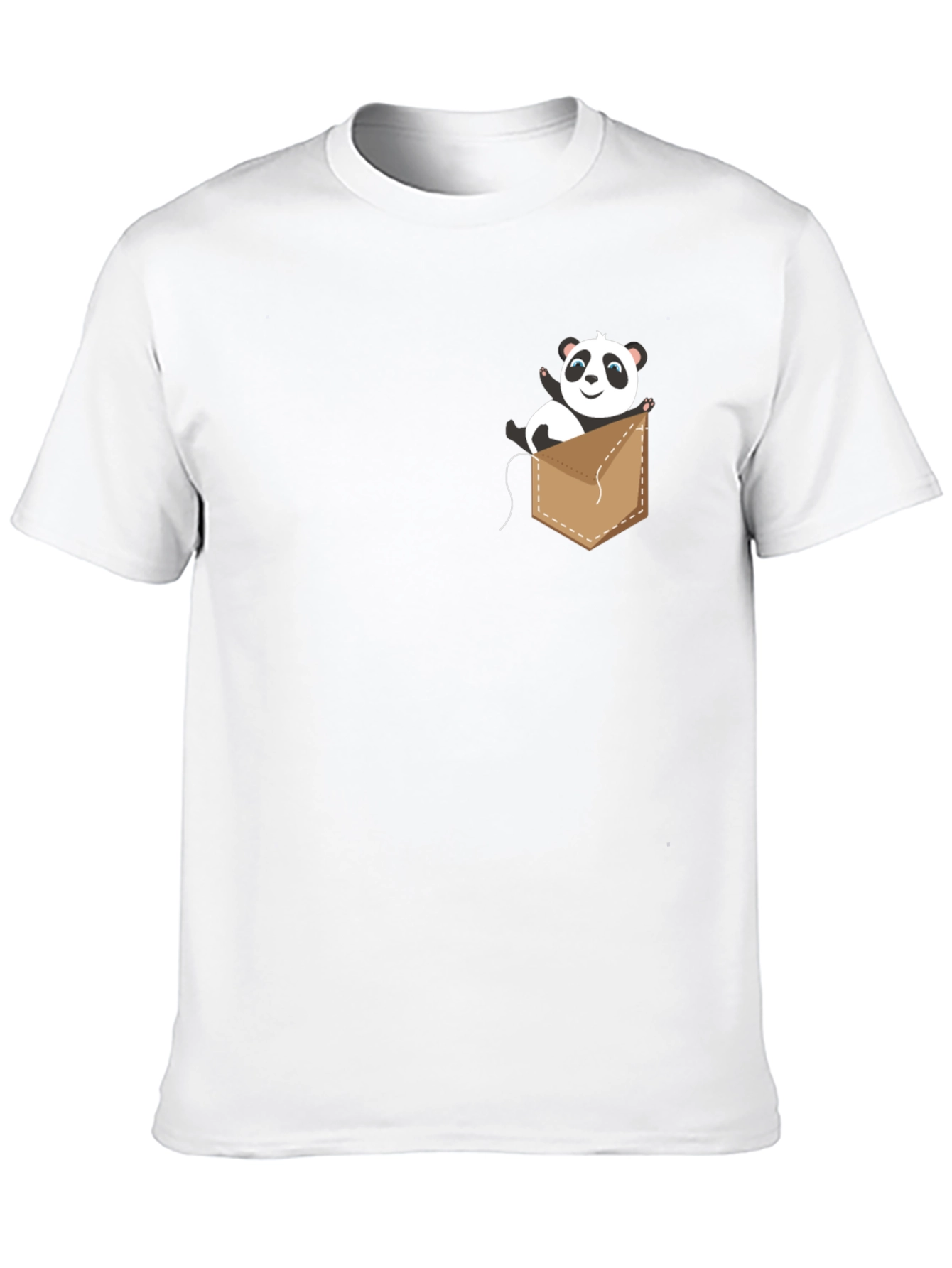 Cute Panda Pocket Graphic T-Shirt - Black