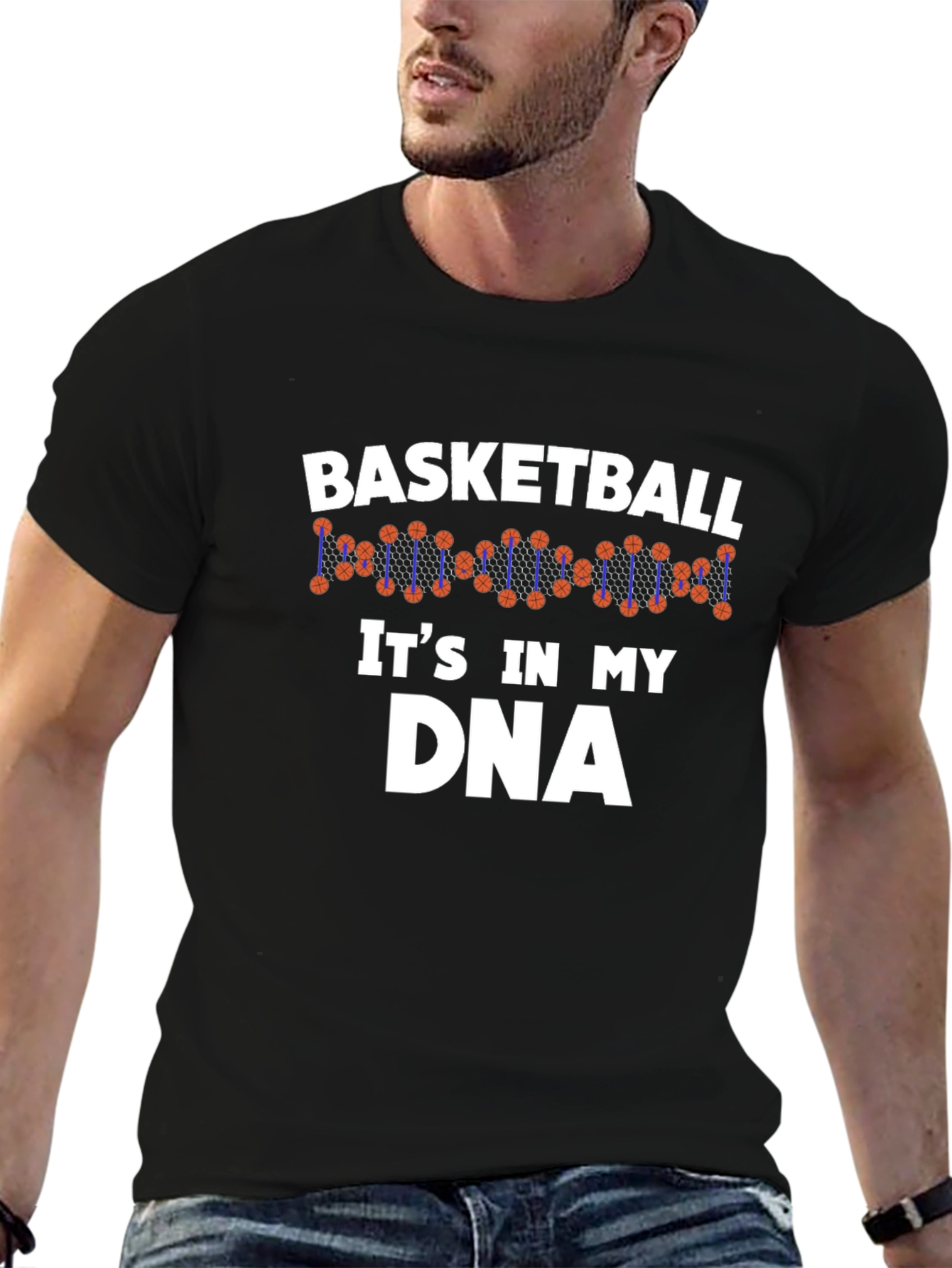 Basketball DNA T-Shirt - Black Cotton Tee