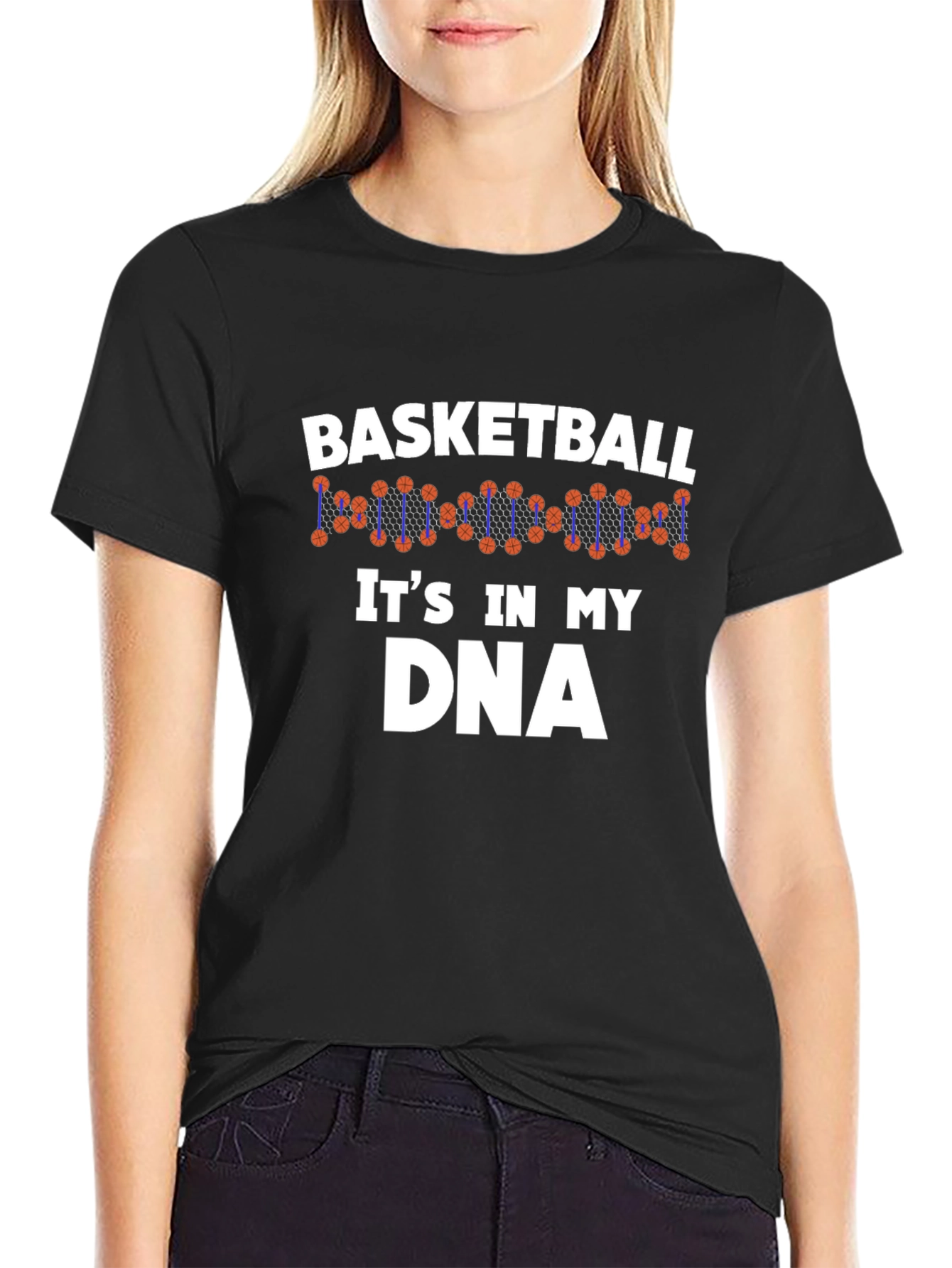 Basketball DNA T-Shirt - Black Cotton Tee