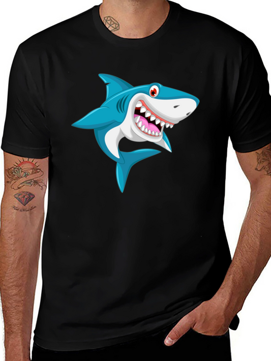 Cartoon Shark Graphic Print T-Shirt