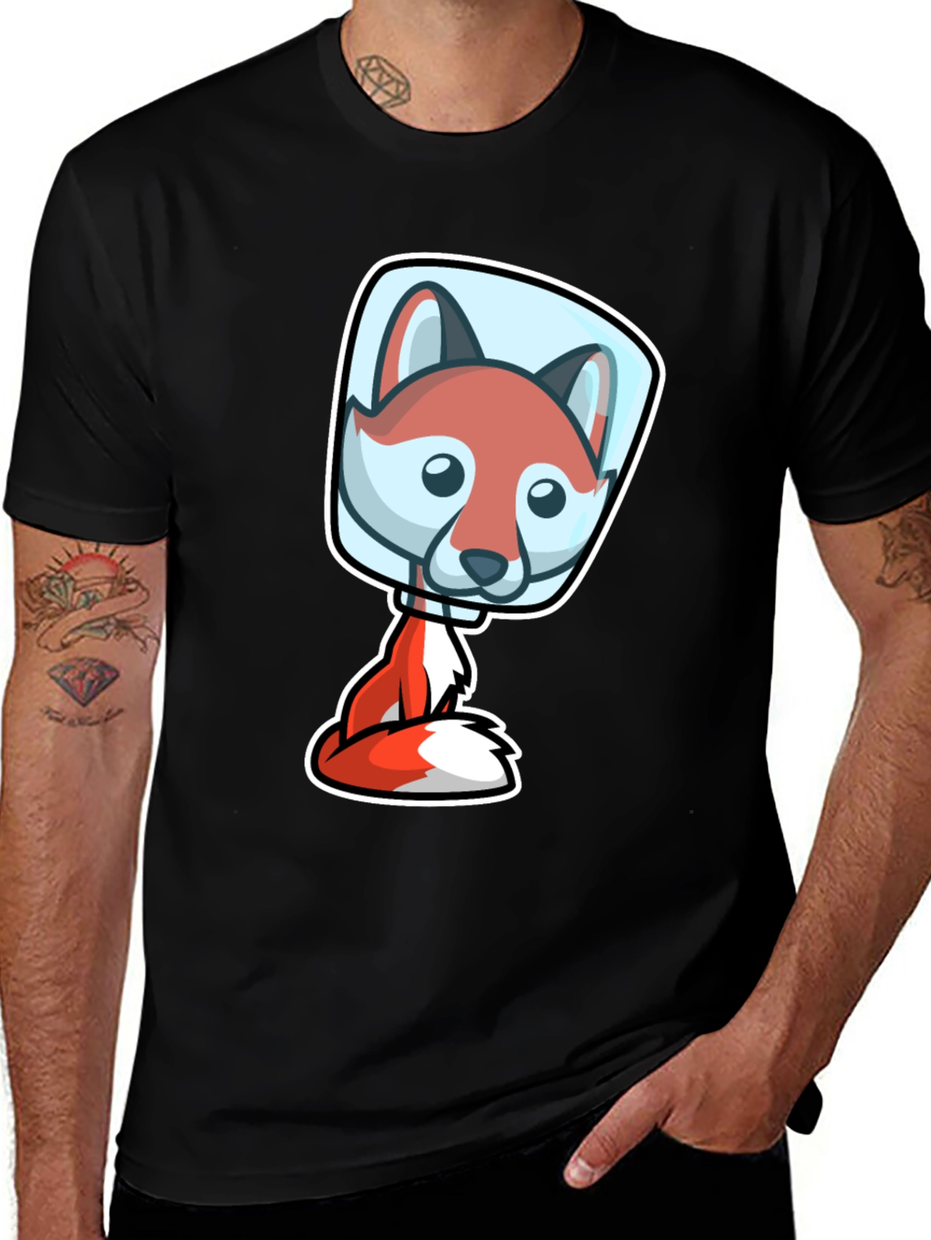 Fox Astronaut T-Shirt - Cute Cartoon Design