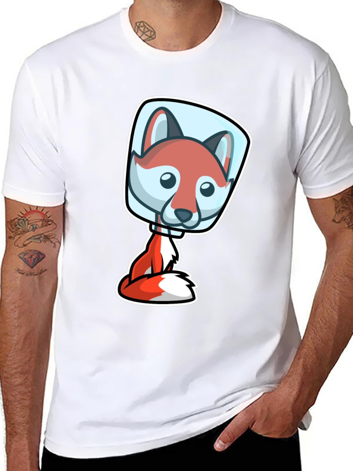 Fox Astronaut T-Shirt - Cute Cartoon Design