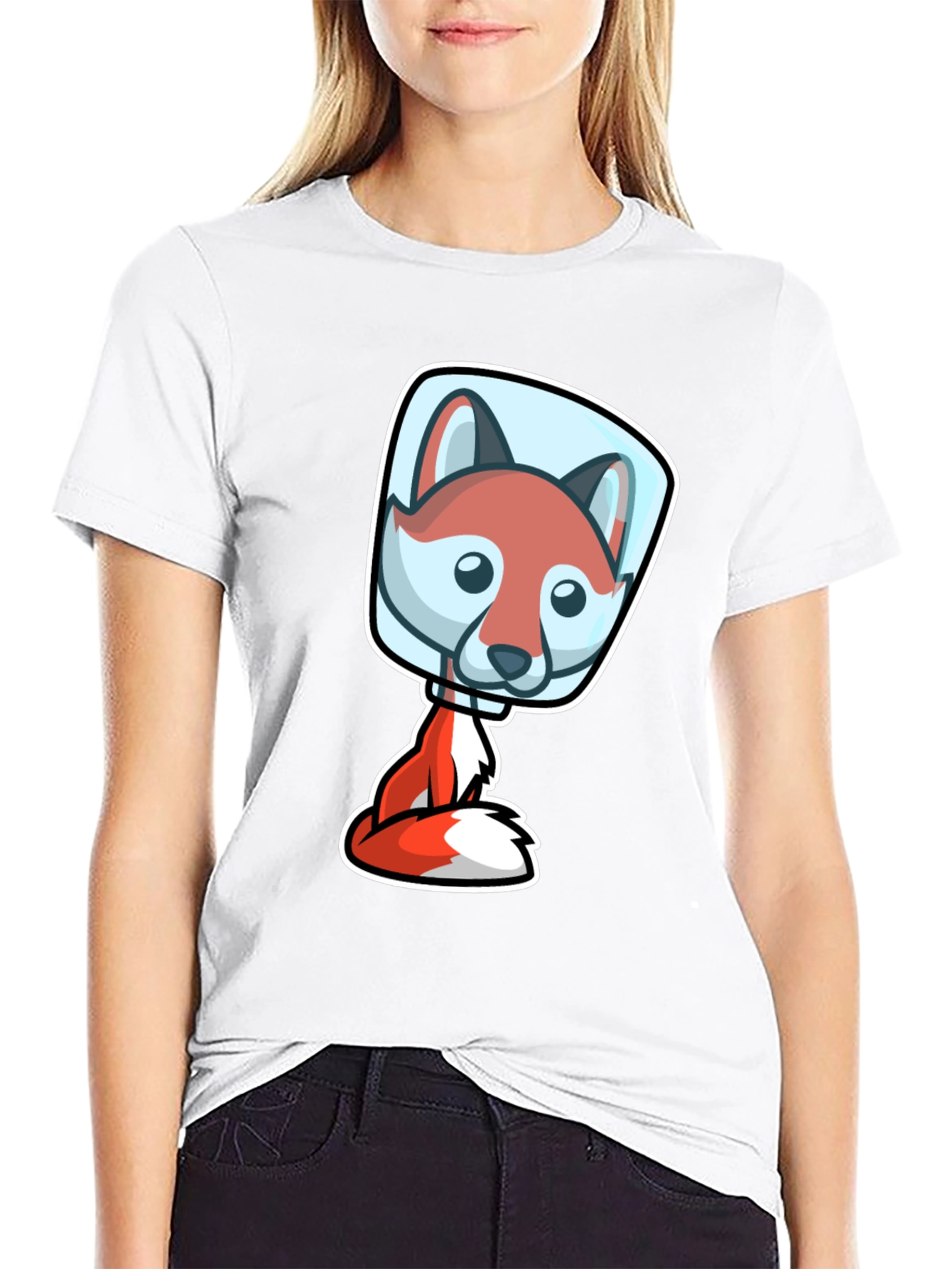 Fox Astronaut T-Shirt - Cute Cartoon Design